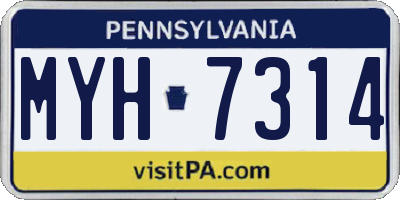 PA license plate MYH7314