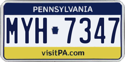 PA license plate MYH7347