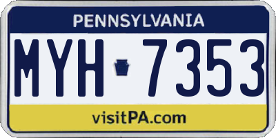 PA license plate MYH7353