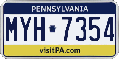 PA license plate MYH7354