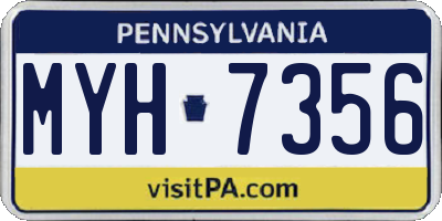 PA license plate MYH7356