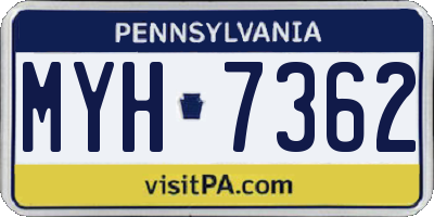 PA license plate MYH7362