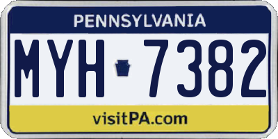 PA license plate MYH7382