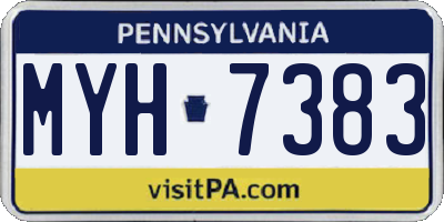 PA license plate MYH7383