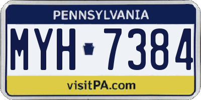 PA license plate MYH7384