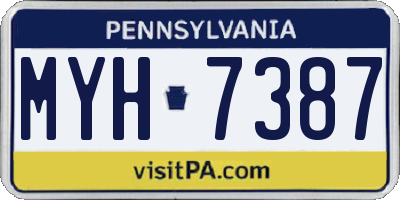 PA license plate MYH7387