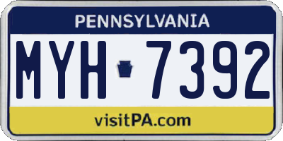 PA license plate MYH7392