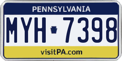 PA license plate MYH7398