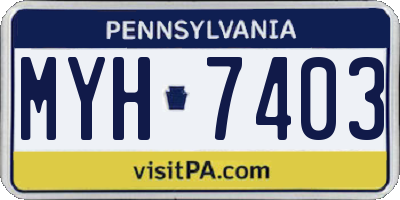 PA license plate MYH7403