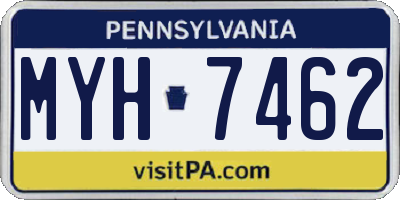 PA license plate MYH7462