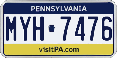PA license plate MYH7476