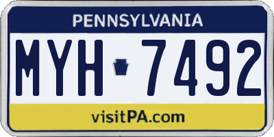 PA license plate MYH7492