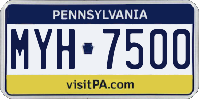 PA license plate MYH7500