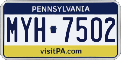 PA license plate MYH7502