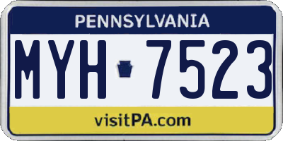 PA license plate MYH7523