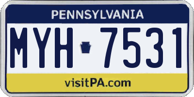 PA license plate MYH7531