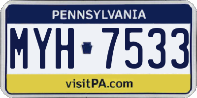 PA license plate MYH7533