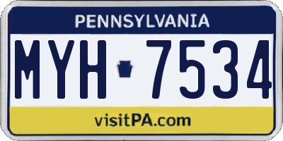 PA license plate MYH7534