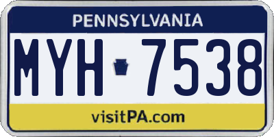 PA license plate MYH7538