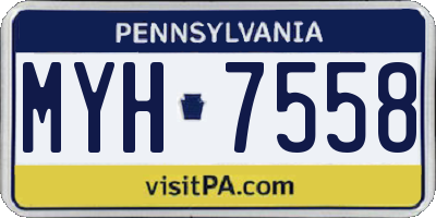 PA license plate MYH7558