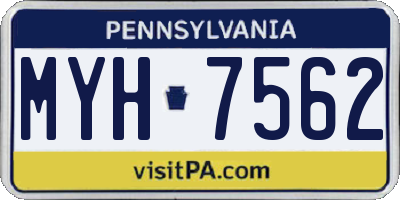 PA license plate MYH7562