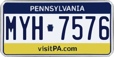 PA license plate MYH7576