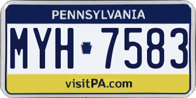 PA license plate MYH7583