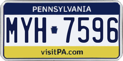 PA license plate MYH7596