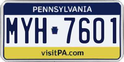 PA license plate MYH7601