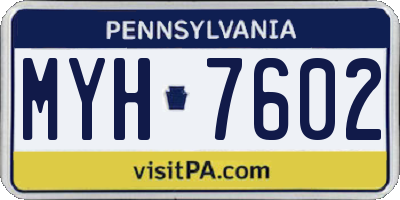 PA license plate MYH7602