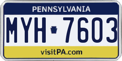 PA license plate MYH7603