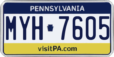 PA license plate MYH7605