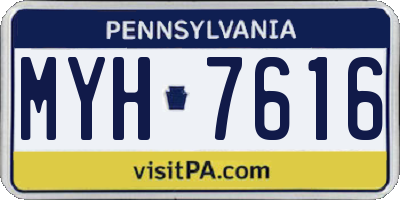 PA license plate MYH7616