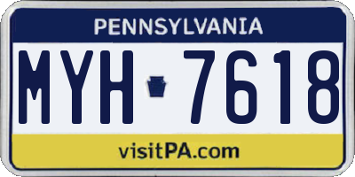 PA license plate MYH7618