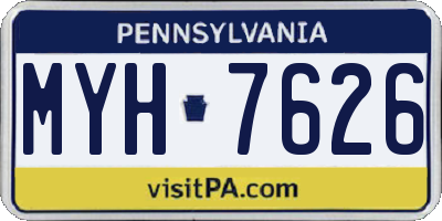 PA license plate MYH7626