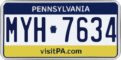 PA license plate MYH7634