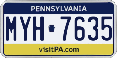 PA license plate MYH7635