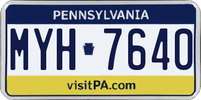 PA license plate MYH7640