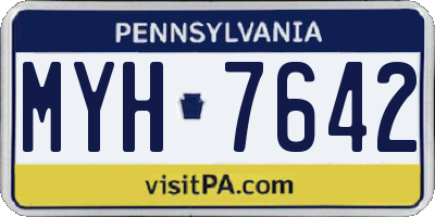 PA license plate MYH7642
