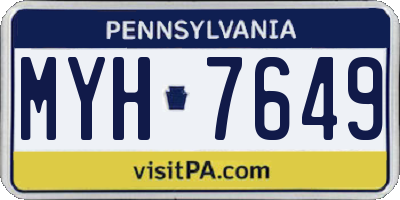 PA license plate MYH7649