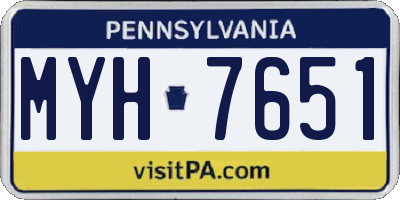 PA license plate MYH7651