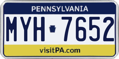 PA license plate MYH7652