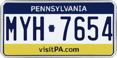PA license plate MYH7654