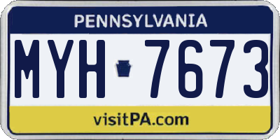 PA license plate MYH7673