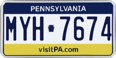PA license plate MYH7674