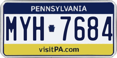 PA license plate MYH7684