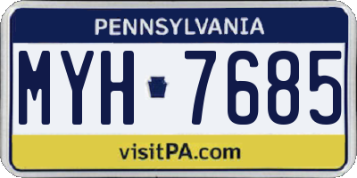 PA license plate MYH7685