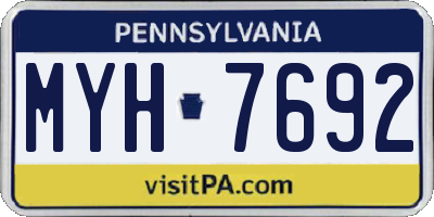 PA license plate MYH7692