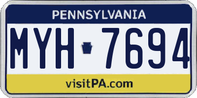 PA license plate MYH7694