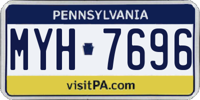 PA license plate MYH7696